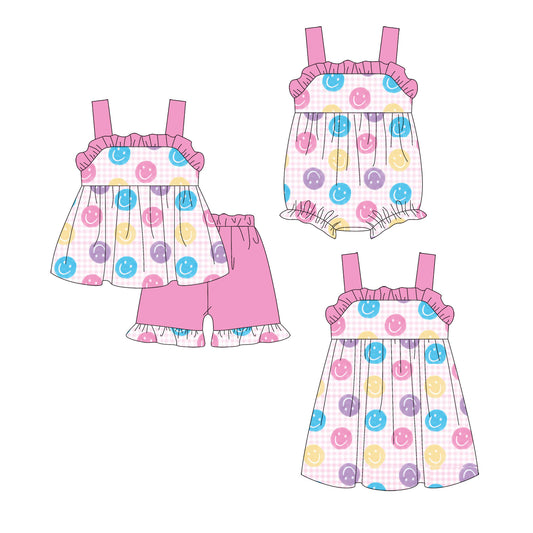 ( Moq 5 Each Style ) Sibling Baby Girls Kids Straps Smile Plaid Romper Dress Set Clothes