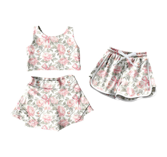 ( Moq 5 Each Style ) Baby Girl Sleeveless Flower Sibling Shorts Set 4.16