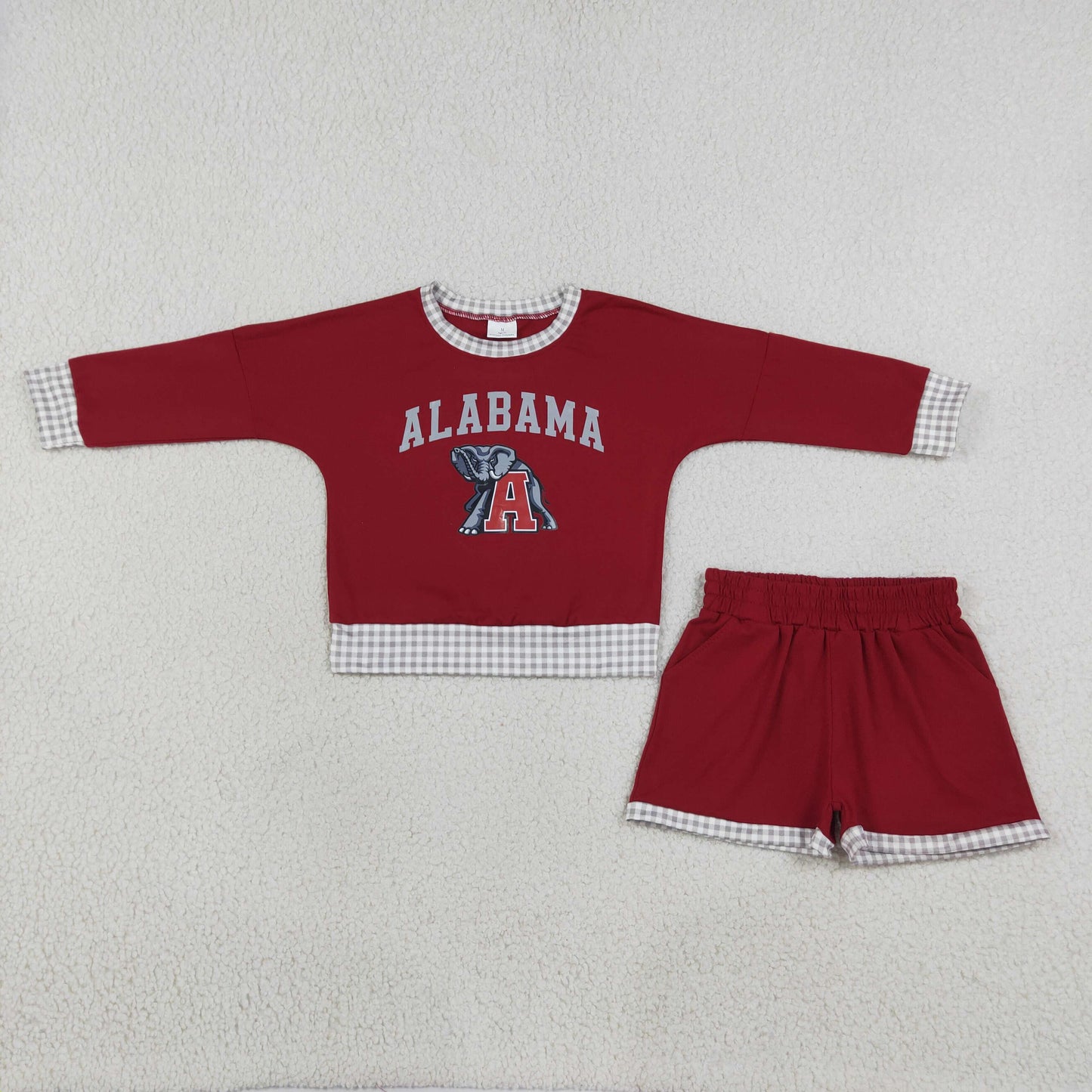 Baby Girls Kids Long Sleeves Red Shirt Shorts Elephant Cotton Set Team Clothes RTS