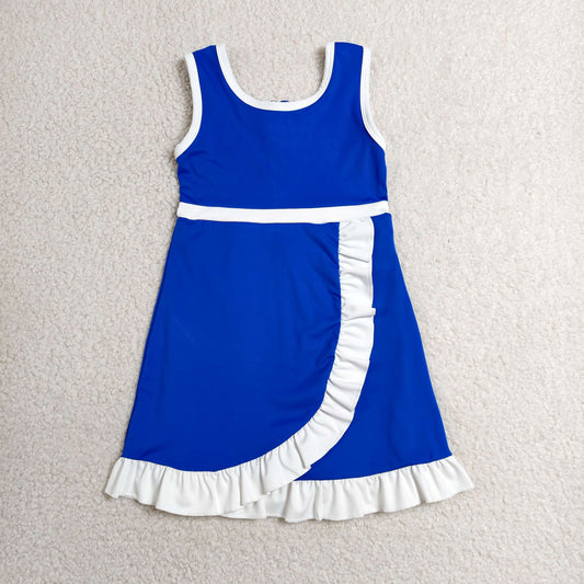 Baby Girls Kids Sleeveless Shorts Scallop Dress Yoga Active Blue Clothes RTS