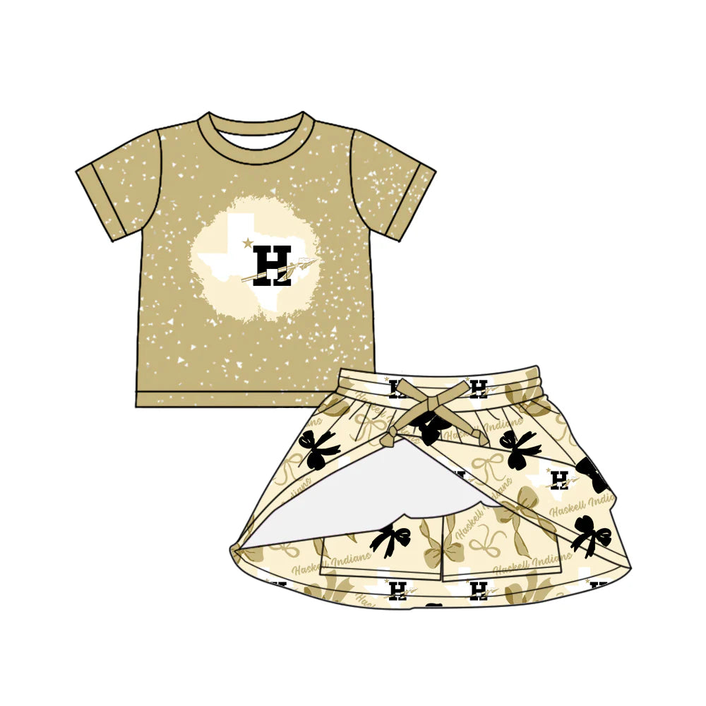 ( Moq 5 each style ) Baby Girl Toddler H Team Bows Sibling Skort Dress Set 6.11