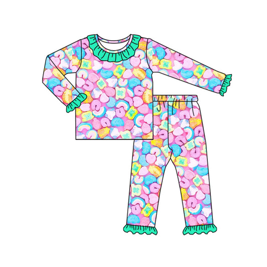 Baby Girl Toddler Long Sleeves St. Patrick Shirt Pajamas Pants Ruffle Set Moq 5