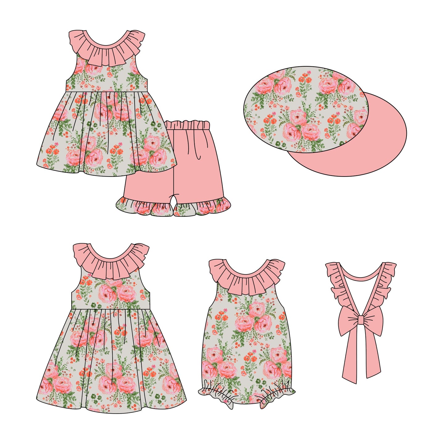 Baby Girl Floral Sibling Romper Dress Set ( Moq 5 Each Style ) 1.3