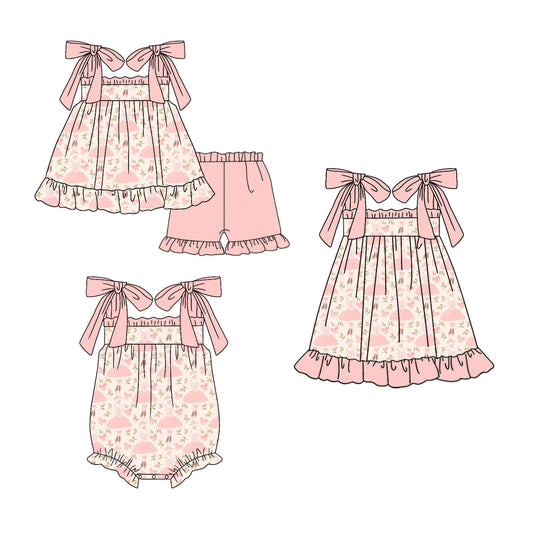 ( Moq 5 Each Style ) Baby Girl Straps Bows Sibling Romper Dress Set 3.26