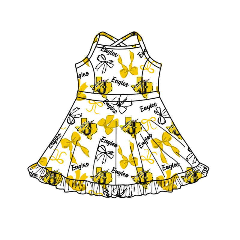 ( Moq 5 each style ) Baby Boy Girl Team Cheer Sibling Shirt Bows Dress Set 8.12