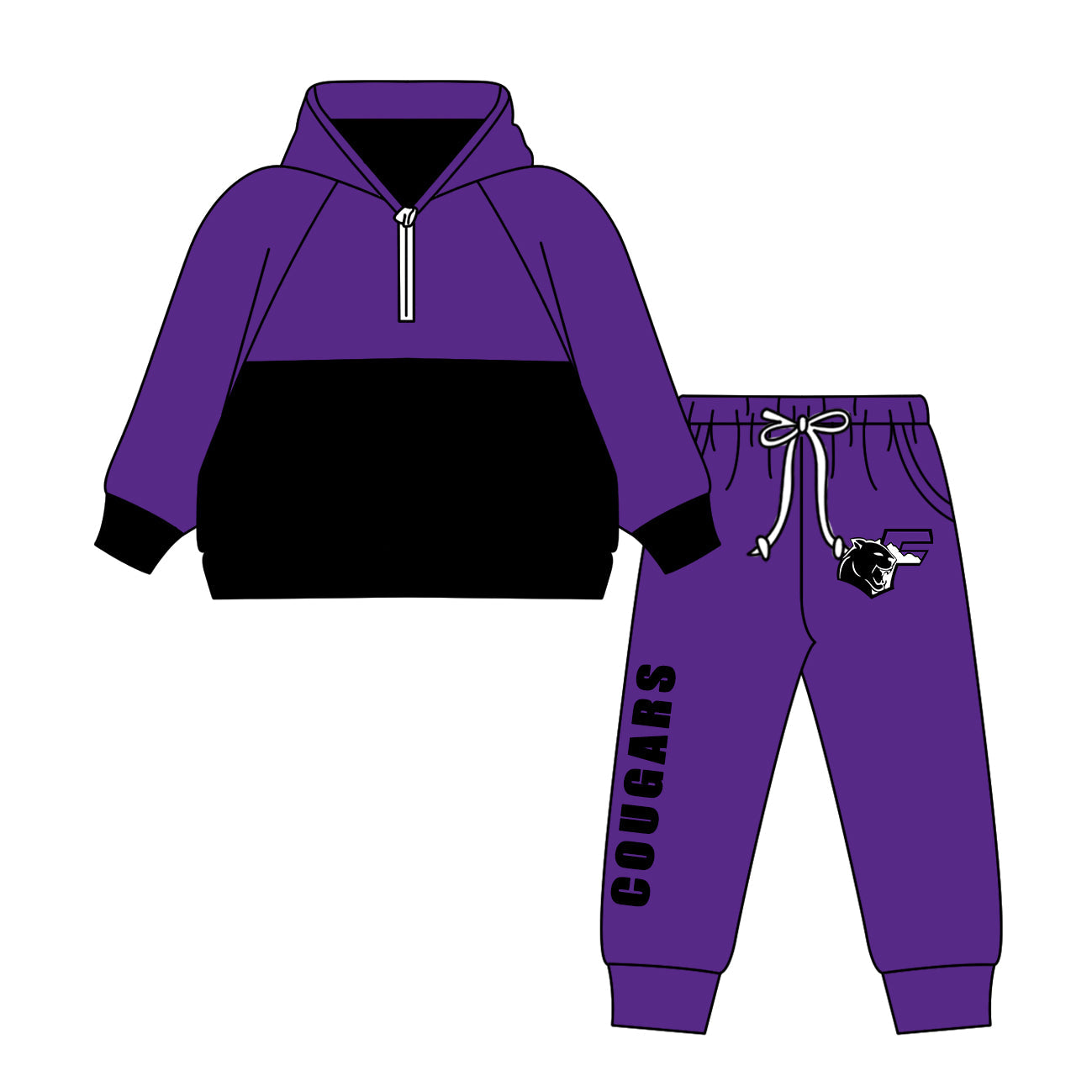 ( Moq 5 each style ) Baby Boy Girl Team Sibling Shirt Purple Bows Cheer Dress Set 8.16