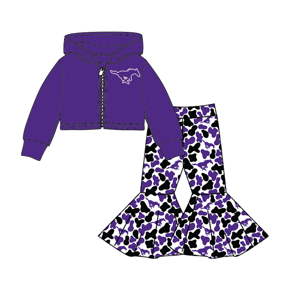 ( Moq 5 each style ) Baby Boy Girl Team Camo Sibling Purple Shirt Jumpsuit Dress Set 8.6