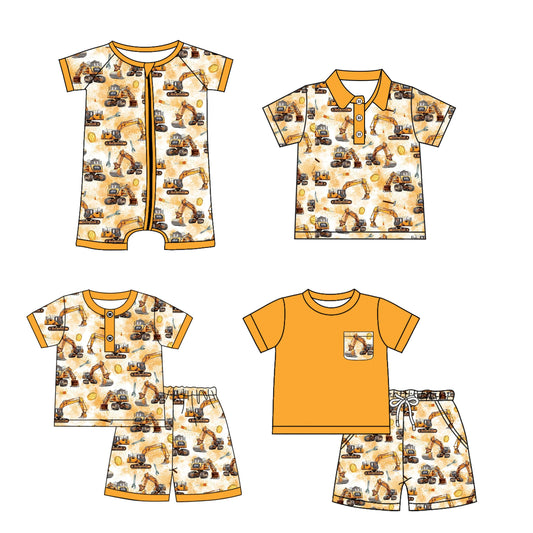 Baby Boy Excavators Sibling Romper Shirt Set ( Moq 5 Each Style ) 1.13