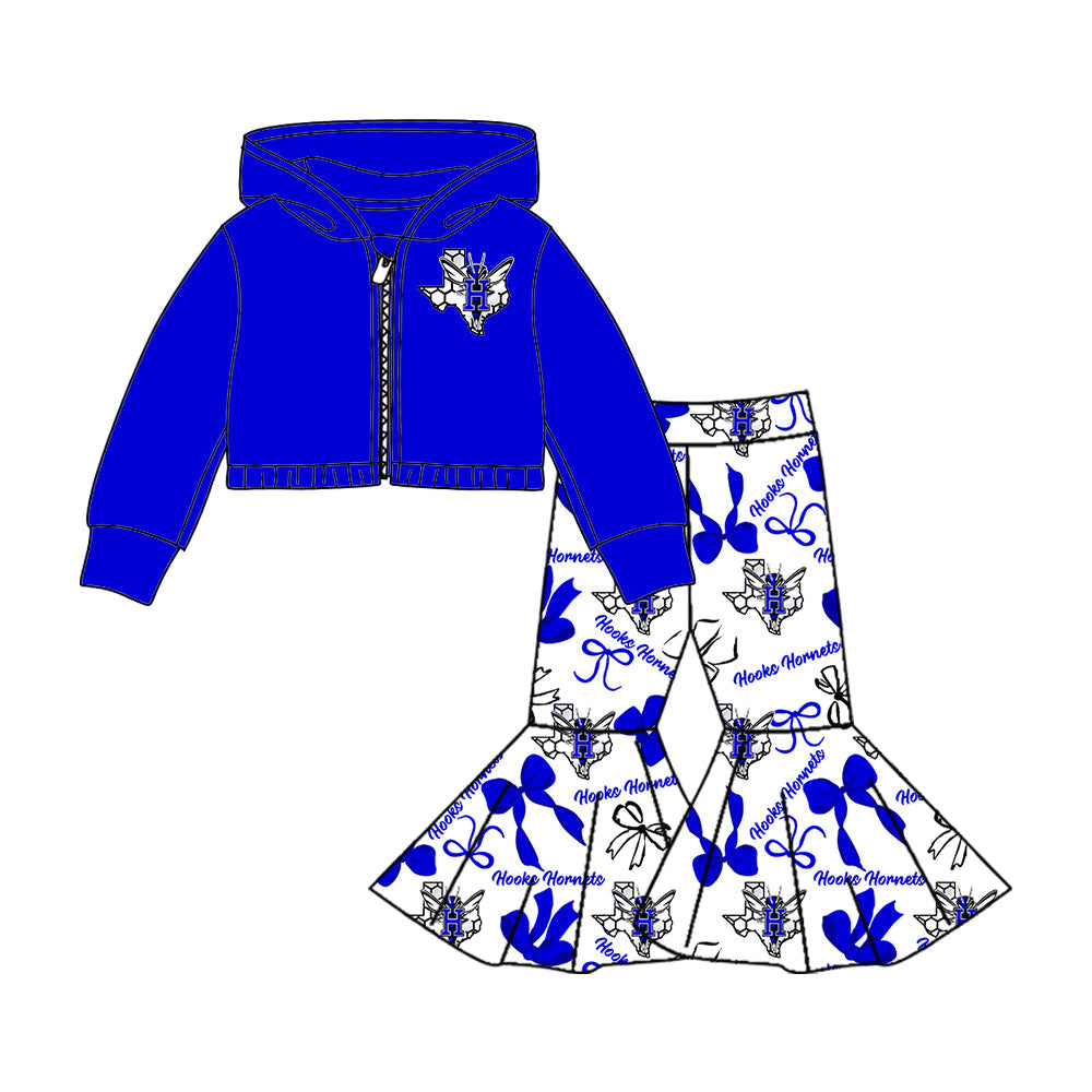( Moq 5 each style ) Baby Boy Girl Team Cheer Blue Bows Sibling Shirt Dress Set 8.2