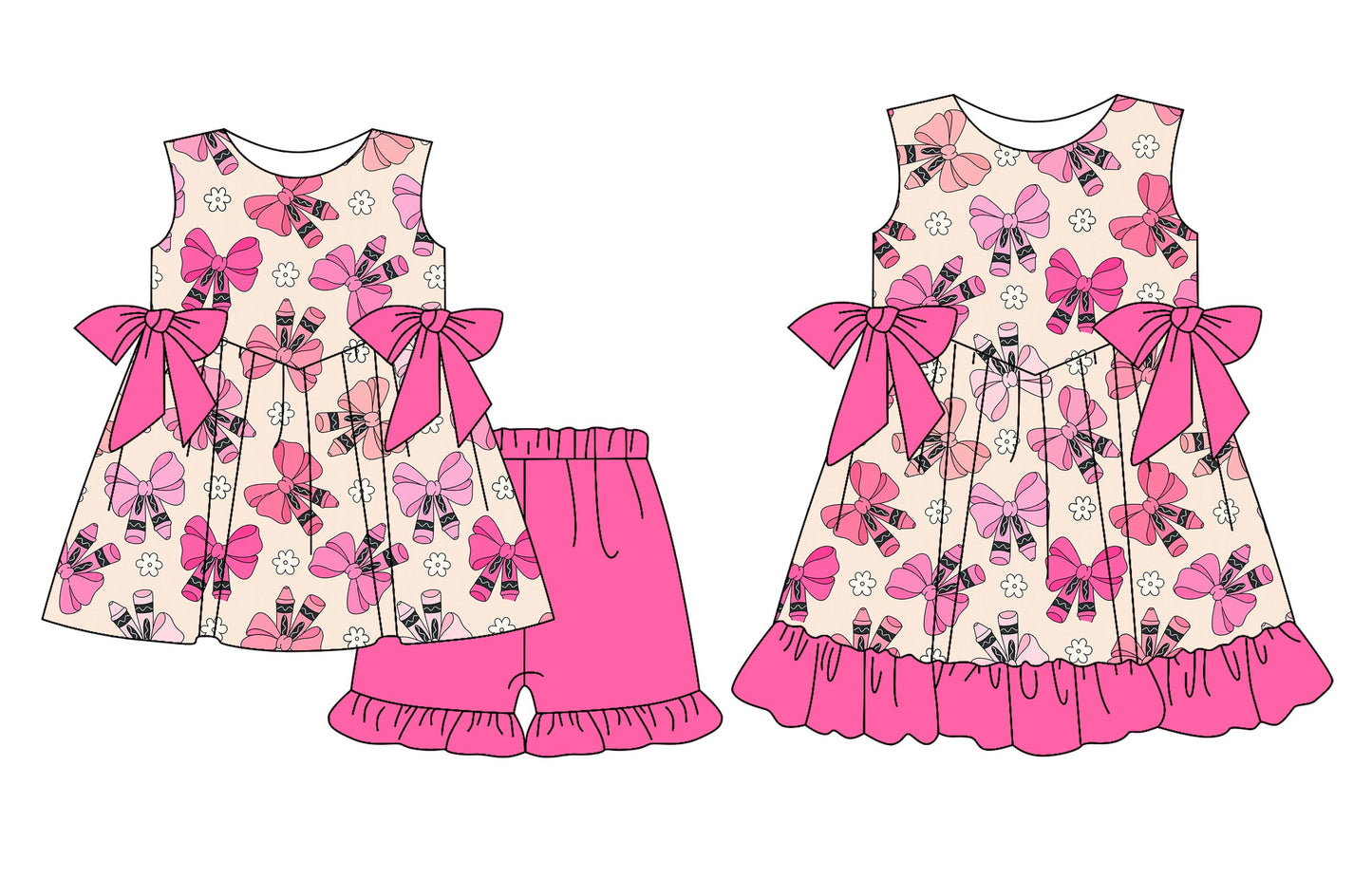 Baby Girl Back To School Pencil Bows Sibling Dress Set ( Moq 5 Each Style ) 2.17