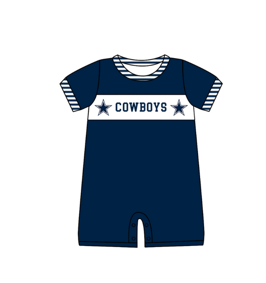 ( Moq 5 ) Baby Boys Infant Navy Short Sleeves Team Summer Romper
