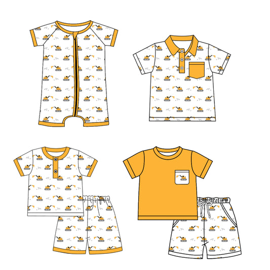 Baby Boy Short Sleeves Construction Sibling Romper Shirt Set ( Moq 5 Each Style ) 3.21