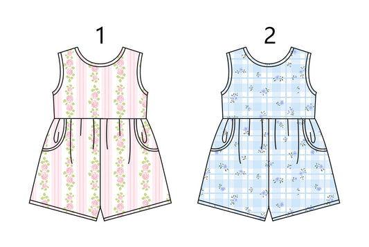 Baby Girl Flower Pockets Sibling Jumpsuit ( Moq 5 Each Style ) 1.17