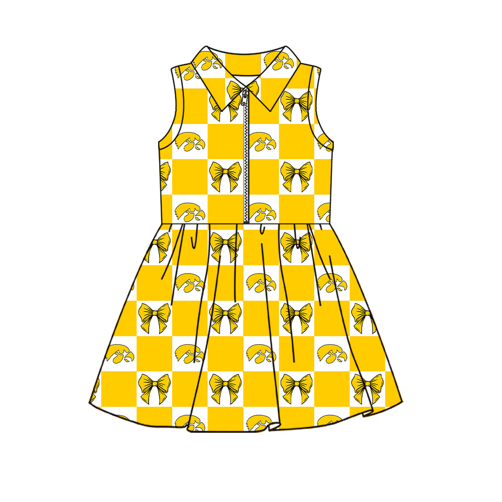 ( Moq 5 ) Custom Baby Girls Kids Sleeveless Shorts Knee Length Team Zipper Dress Cheer Clothes