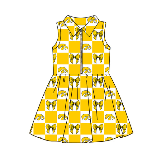 ( Moq 5 ) Custom Baby Girls Kids Sleeveless Shorts Knee Length Team Zipper Dress Cheer Clothes