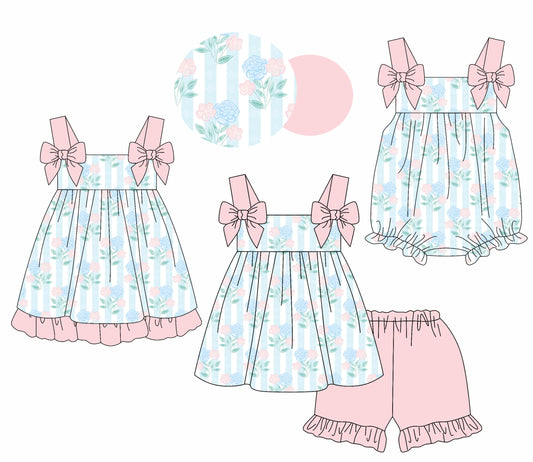 Baby Girl Straps Bows Flower Sibling Romper Dress Set ( Moq 5 Each Style ) 1.21
