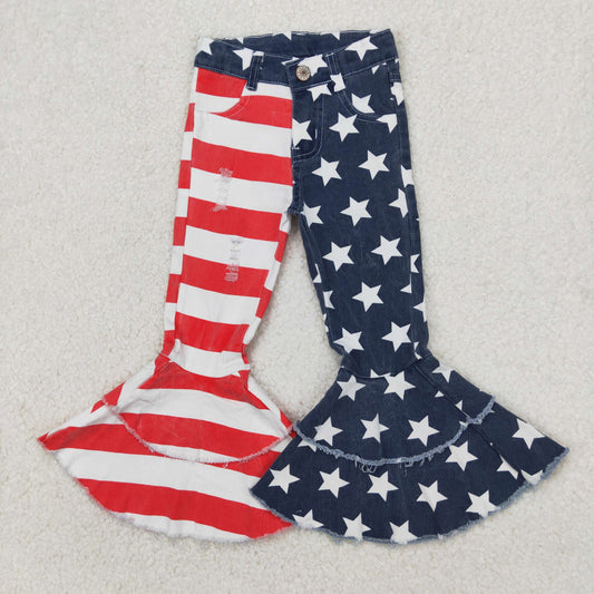 C3-14 Baby Girls Denim Double Ruffle Jeans July 4th