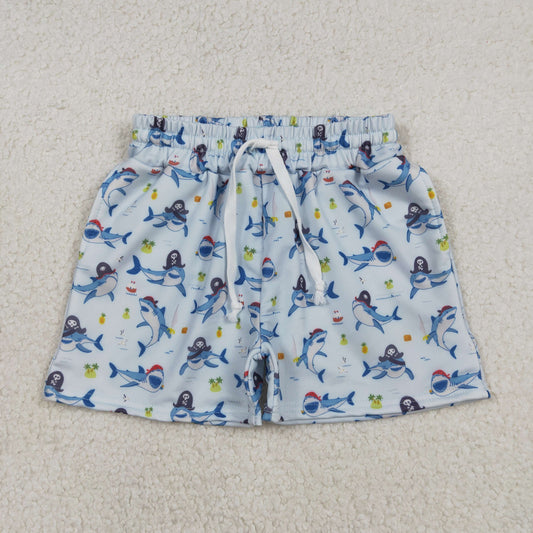 Boys Kids Toddler Sharks Swim Trunks Shorts Pockets Swimwear RTS
