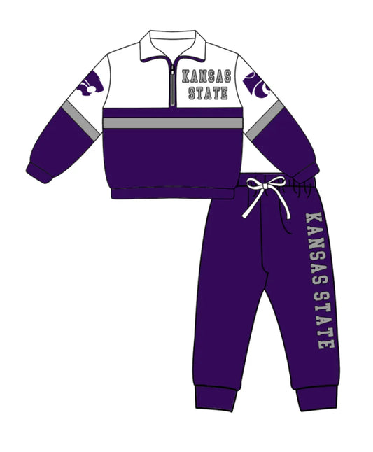 ( Moq 5 ) Baby Boys Kids Long Sleeves Zipper Shirt Jogger Pants Team Cats Clothes Set