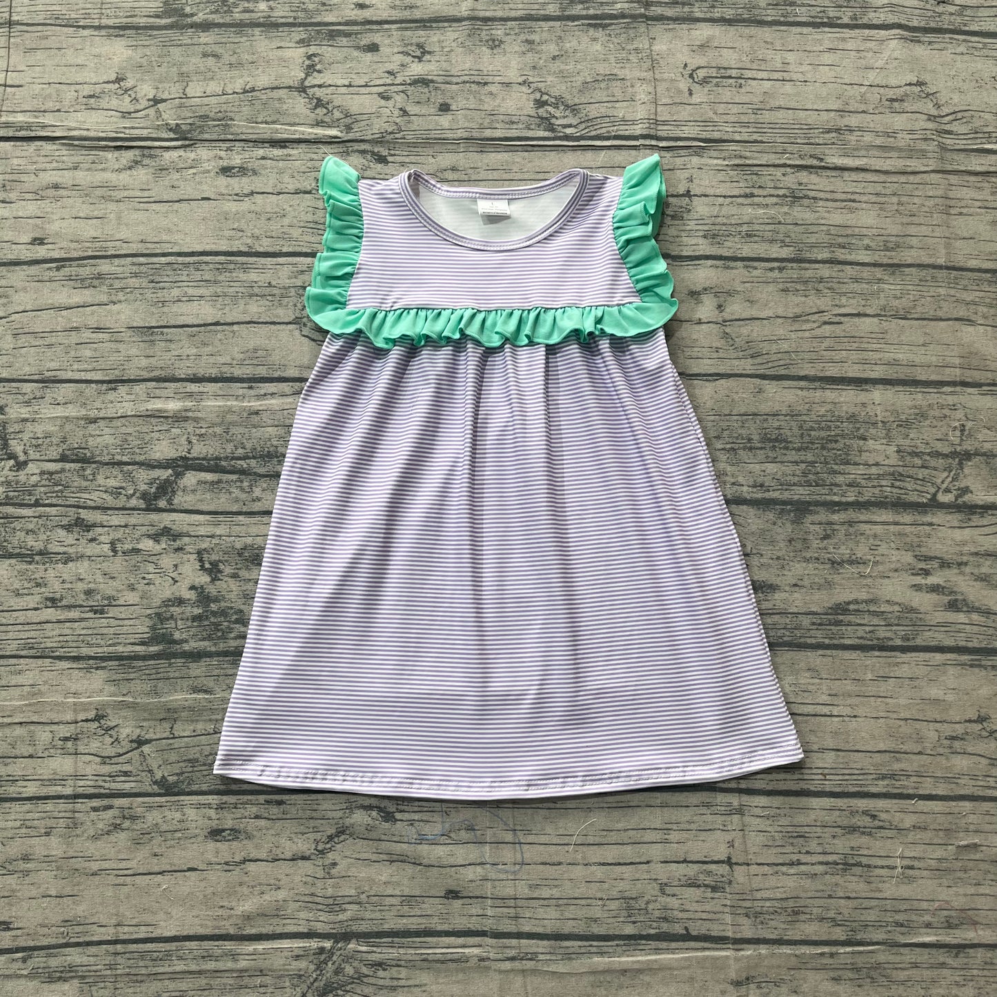 Baby Girls Kids Purple Stripes Summer Ruffle Knee Length Dress RTS