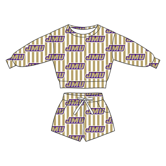 ( Moq 5 ) Baby Girls Kids Long Sleeves Shirt Pockets Shorts Team Set Clothes