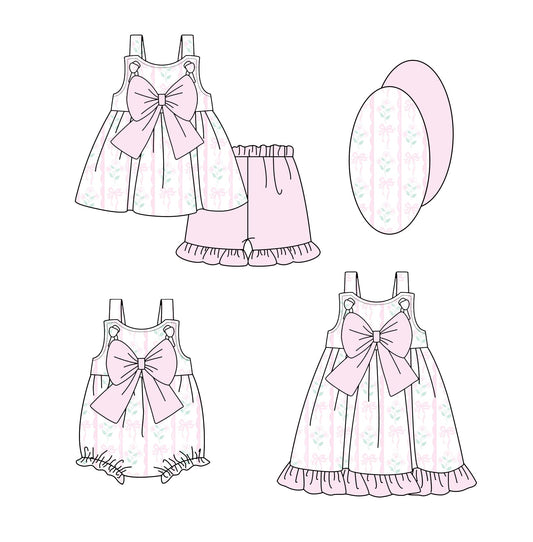 Baby Girl Flower Pink Bows Sibling Romper Dress Set ( Moq 5 Each Style ) 1.11