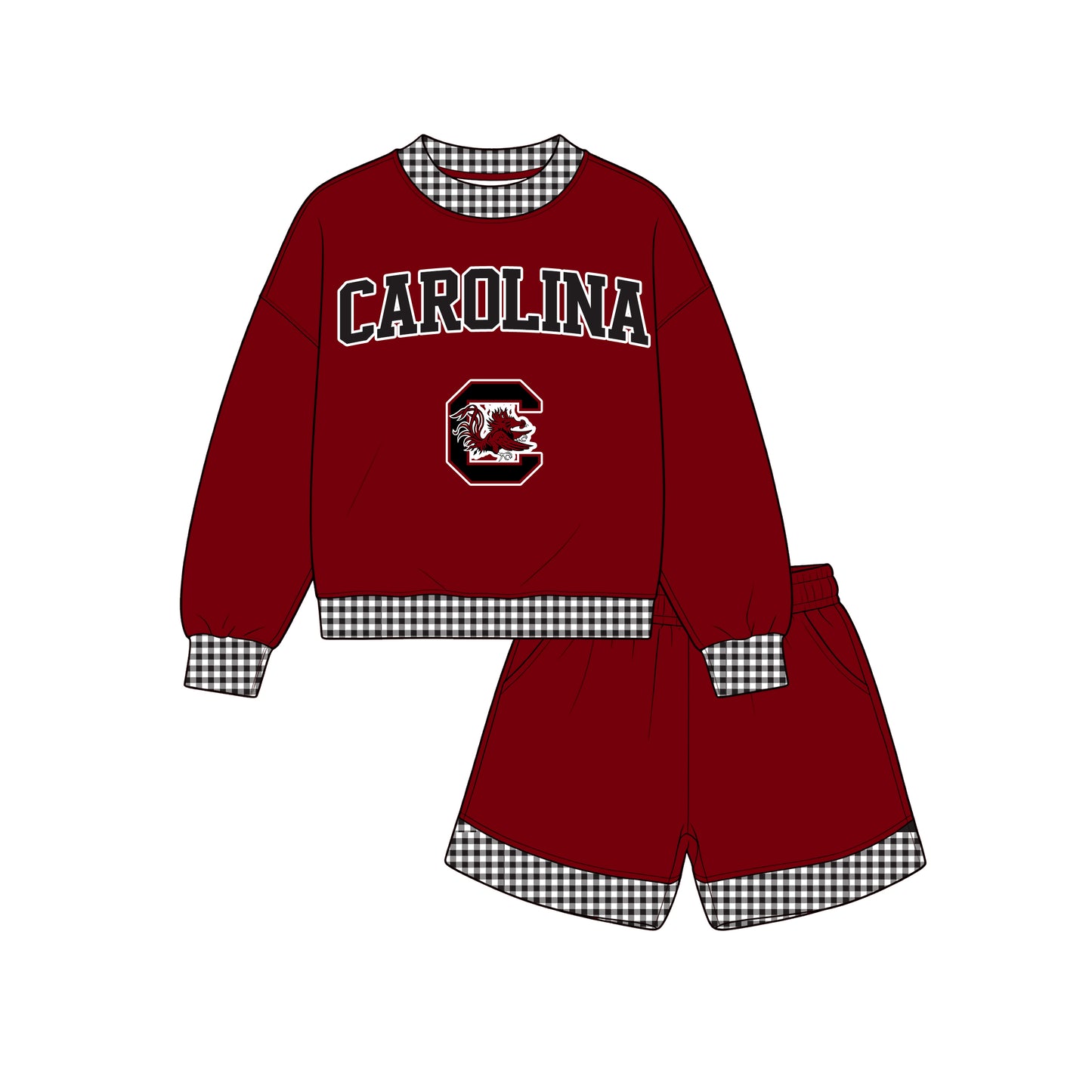 ( Moq 5 ) Baby Girls Kids Long Sleeves Shirt Shorts Team Set Clothes