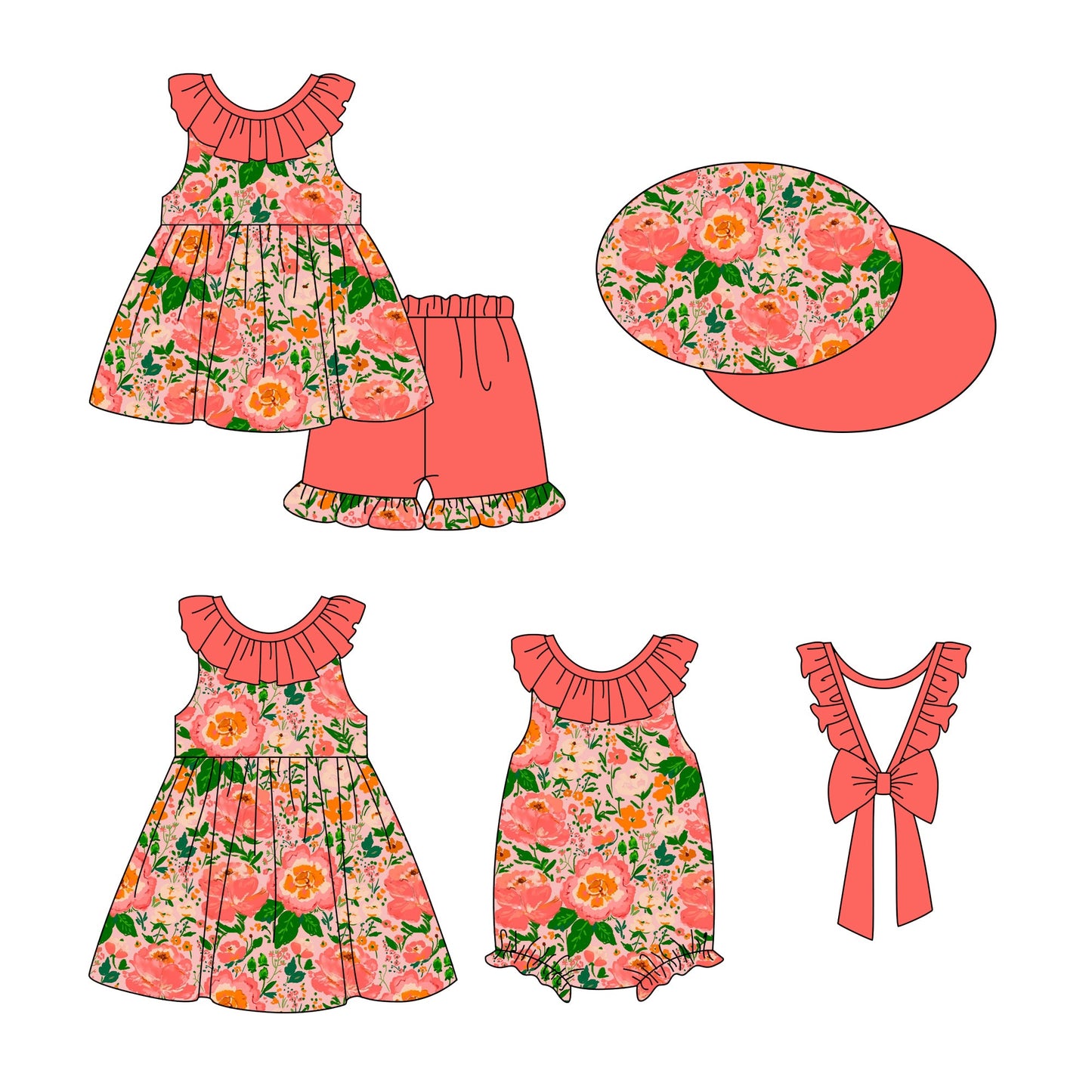 Baby Girl Flower Sibling Romper Dress Set ( Moq 5 Each Style ) 1.3