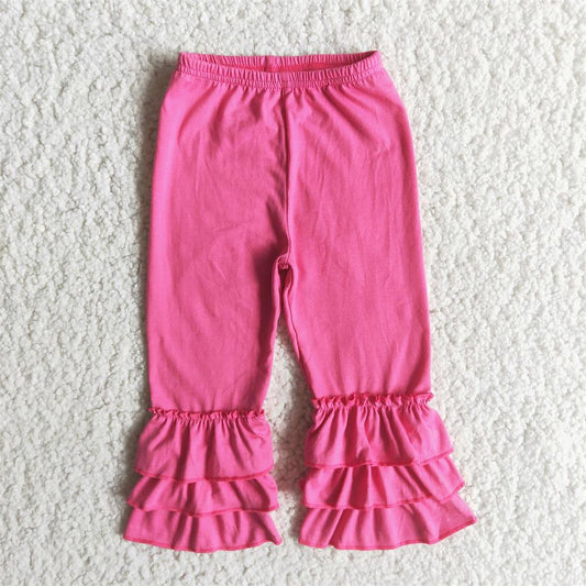 B4-12 Baby Girl Pink Ruffle Cotton Pants