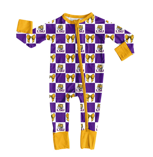 ( Moq 5 ) Custom Baby Girls Kids Long Sleeves Zipper Sleeper Footie Romper Team Clothes