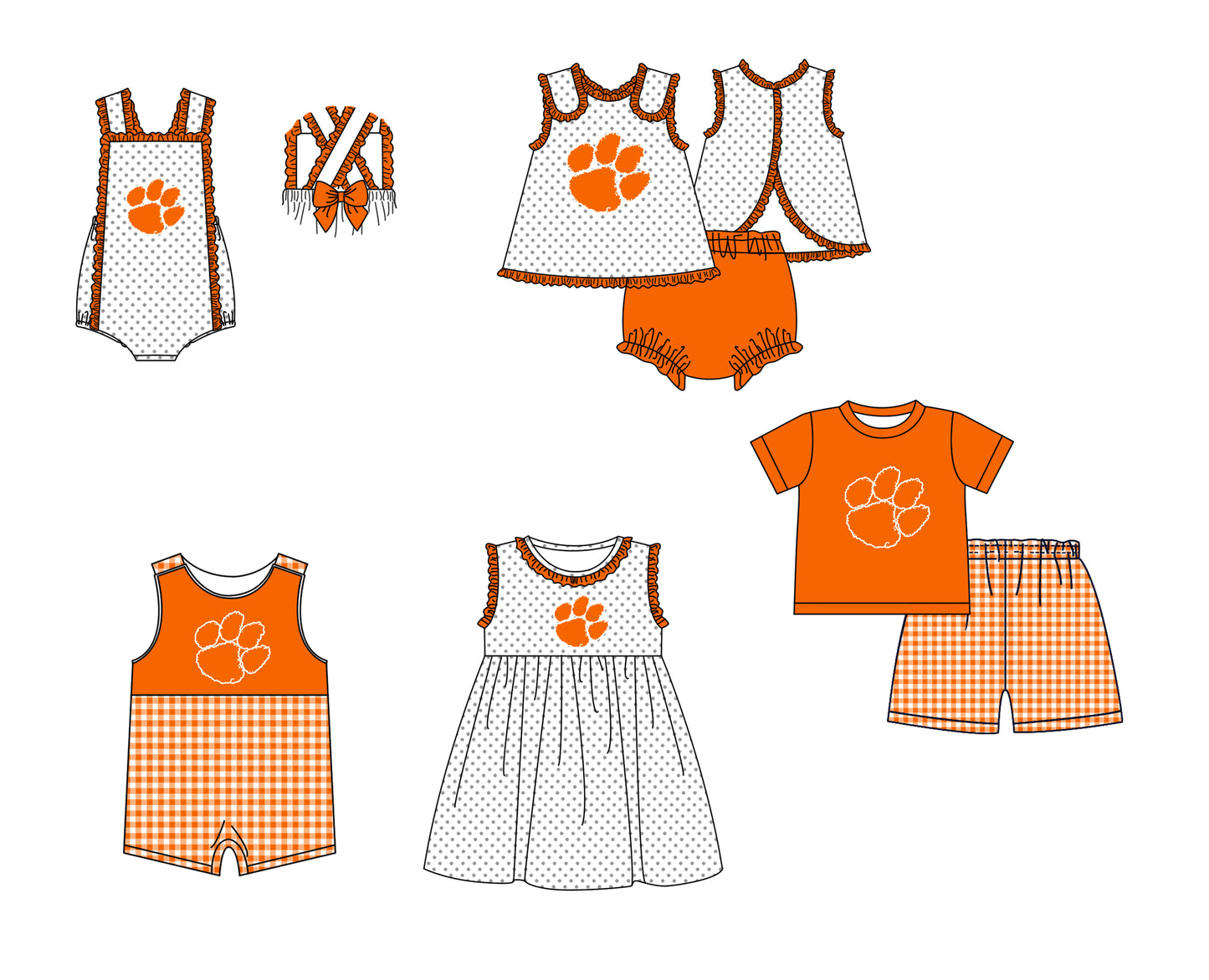 ( Moq 5 ) Baby Girls Toddler Dots Tops Orange Bummie Shorts Team Set