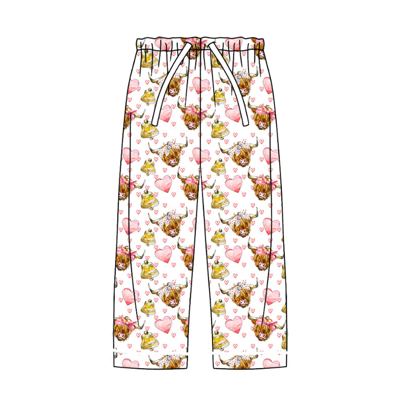 Adult Women Western Cow Hearts Valentine Pajamas Pants