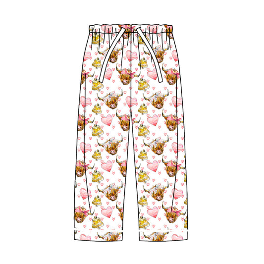 Adult Women Western Cow Hearts Valentine Pajamas Pants