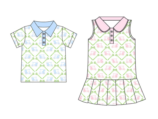 Baby Boy Golf Buttons Sibling Shirt Dress ( Moq 5 Each Style ) 2.17