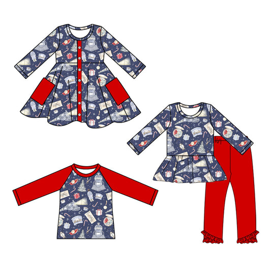 ( Moq 5 Each Style ) Baby Girl Toddler Christmas Sibling Shirt Dress Set