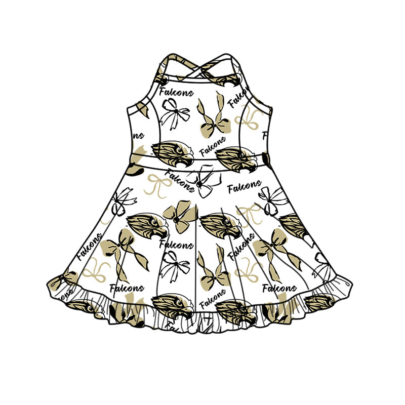 ( Moq 5 each style ) Baby Boy Girl Team Cheer Sibling Shirt Eagles Bows Dress Set 8.18