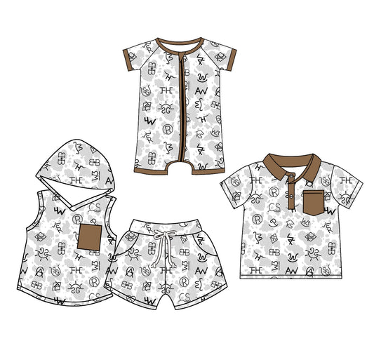 Baby Boy Short Sleeves Western Sibling Romper Set ( Moq 5 Each Style ) 12.20