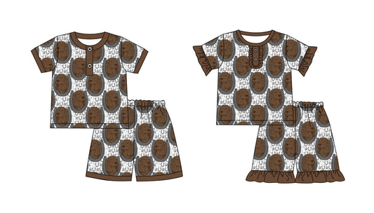 Baby Boy Girl Short Sleeves Western Dogs Sibling Pajamas Set ( Moq 5 Each Style ) 2.18