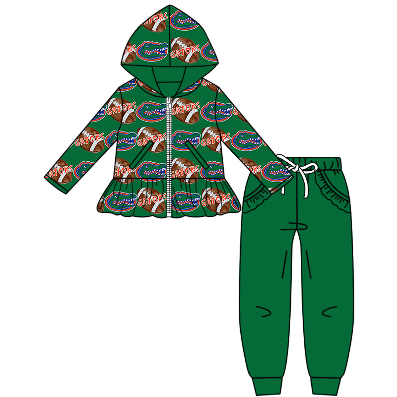 ( Moq 5 each style ) Baby Boy Girl Team Football Sibling Green Shirt Dress Set 8.19