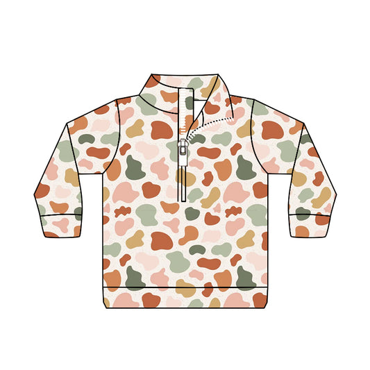 Baby Boy Kids Colorful Camo Long Sleeves Zipper Shirt Tops