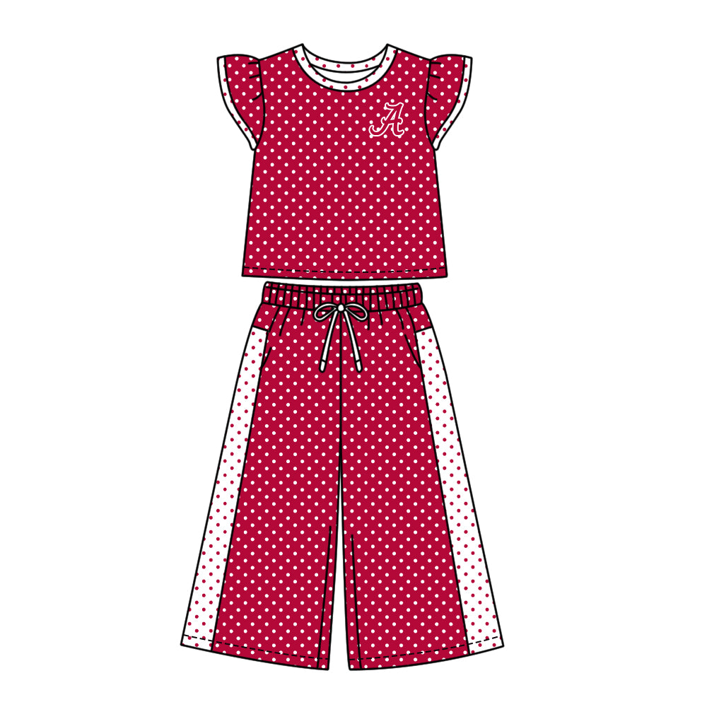 ( Moq 5 ) Baby Girls Kids Short Sleeves Shirt Pants Team Set Clothes