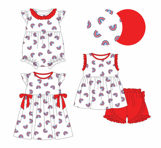 Baby Girl Rainbow Summer Sibling Romper Dress Set ( Moq 5 Each Style ) 12.28