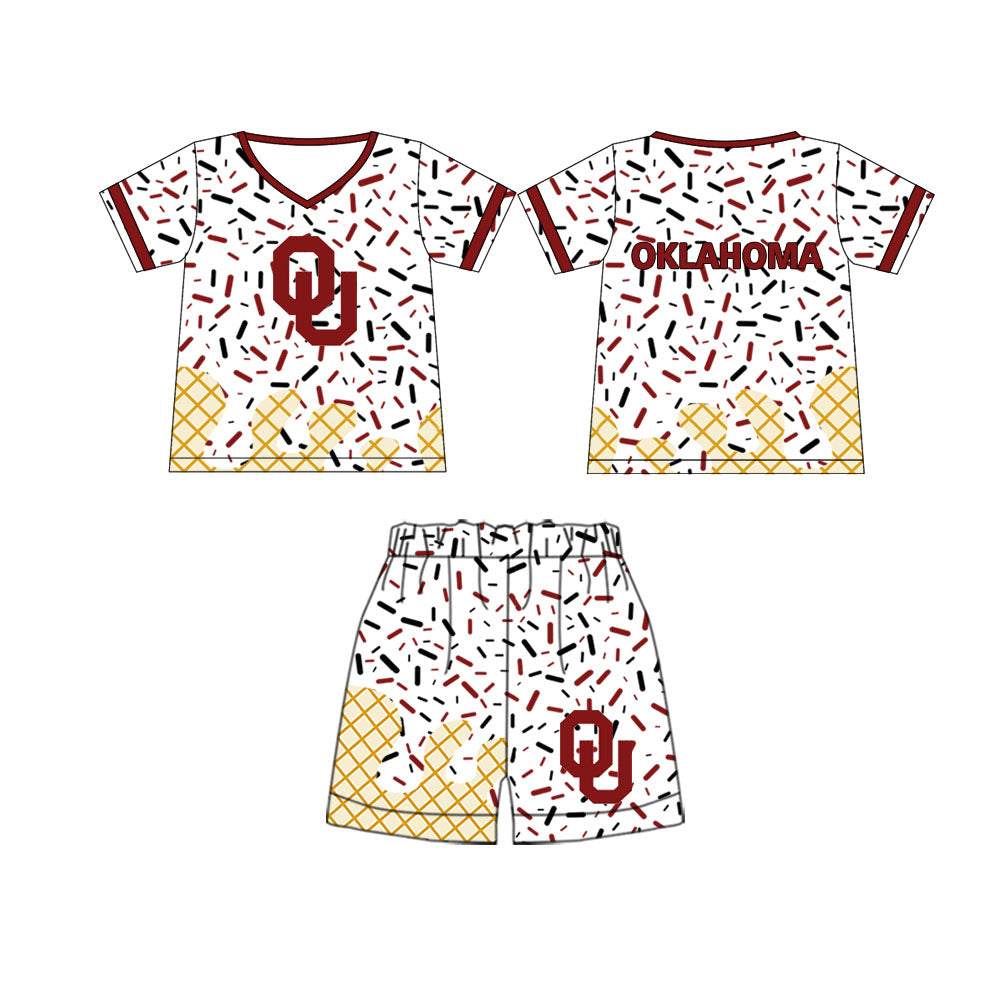 (Moq 5) Baby Boy Short Sleeves Shirt Shorts Set OU Team Clothes