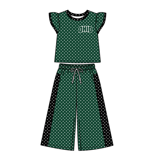 ( Moq 5 ) Baby Girls Kids Short Sleeves Shirt Pants Team Set Clothes
