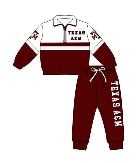 ( Moq 5 ) Baby Boys Toddler Long Sleeves Zipper ATM Shirt Jogger Pants Team Clothes Set