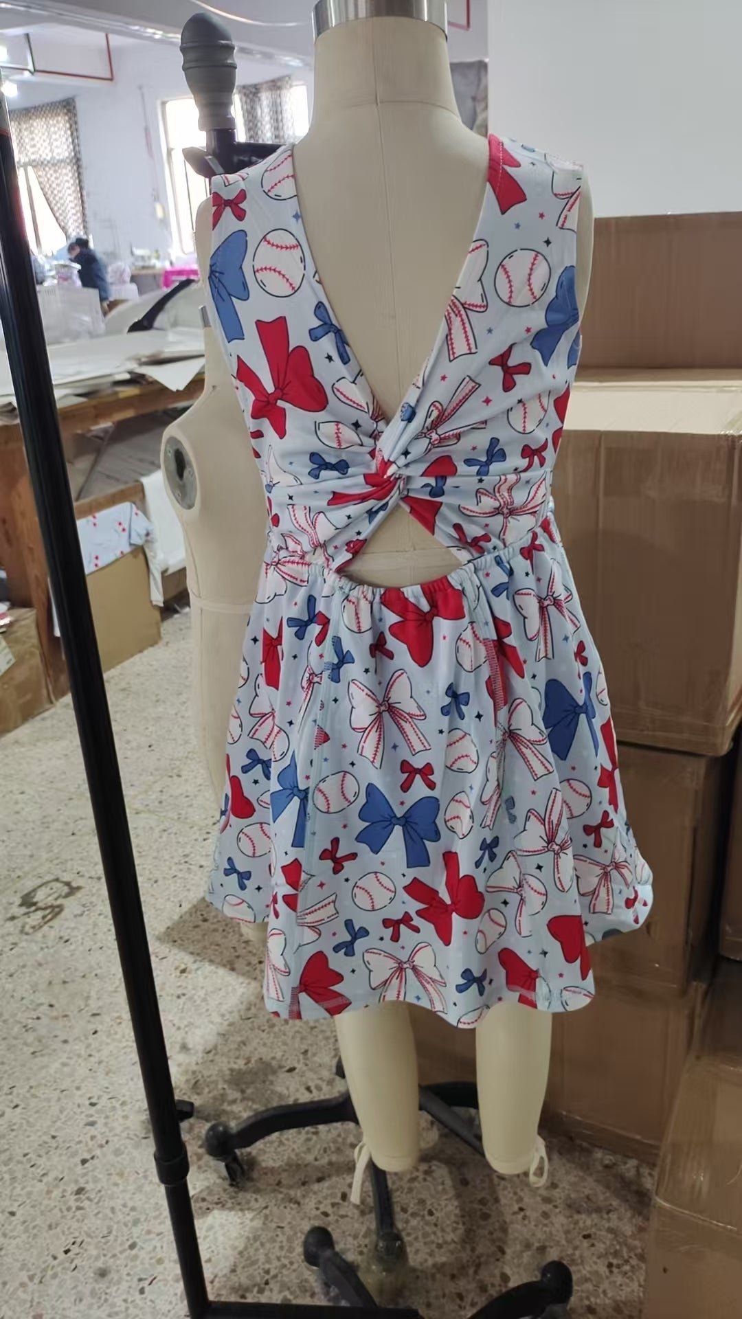 Baby Girl Baseball July 4th Yoga Active Wear Skort Knee Length Dress RTS