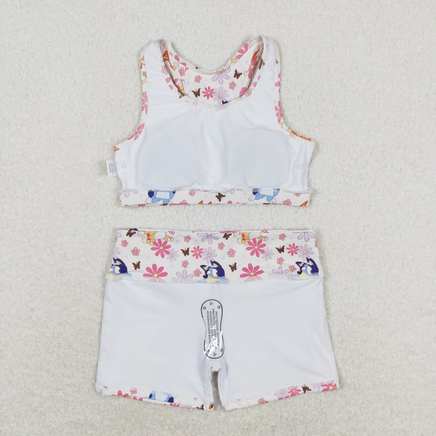 Baby Girl Racer Crop Tops Shorts Dogs Flower Set
