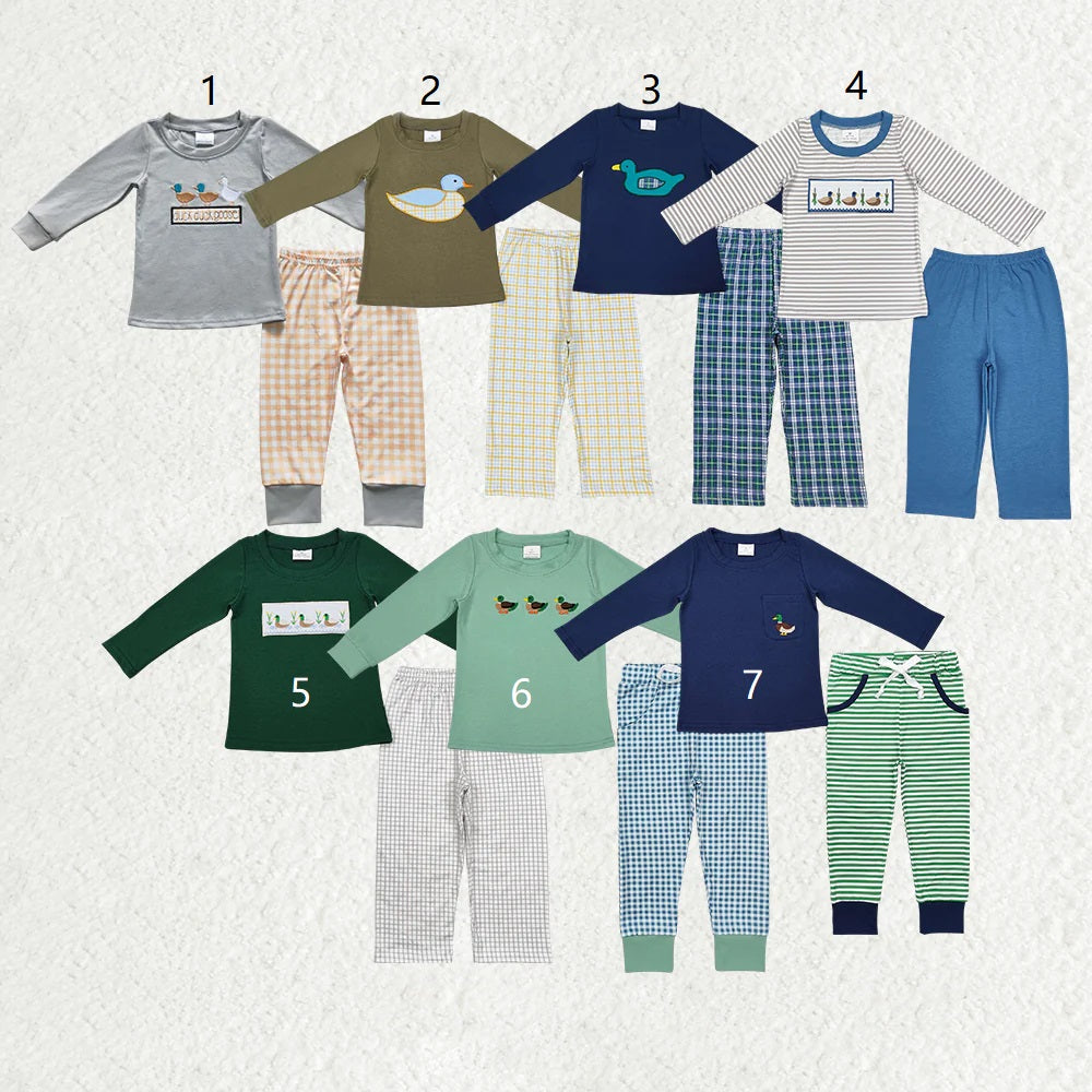 Duck Embroidery Top Pants Boys Fall Clothes Set Brothers Wear