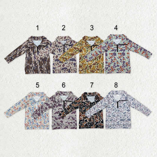 Baby Boy Long Sleeves Camo Pocket Zipper Pullover Sibling Shirt Tops