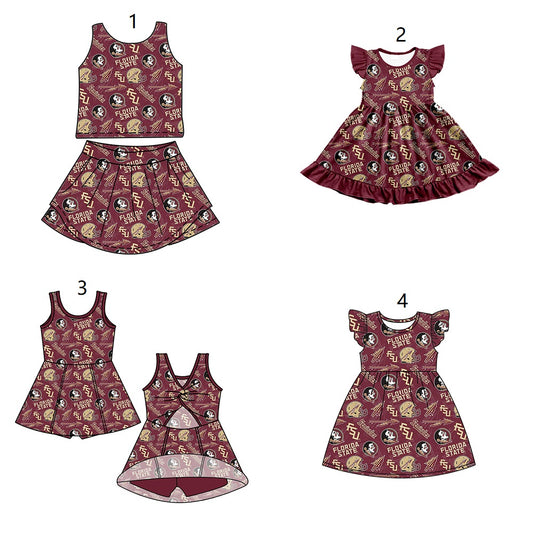 ( Moq 5 each style ) Baby Girl Toddler FSU Team Sibling Dress Set